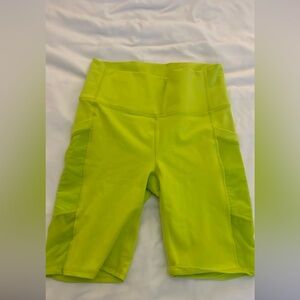 Neon yellow fabletics biker shorts